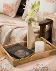 Scalloped Elegance Handcrafted Wooden Serving Tray