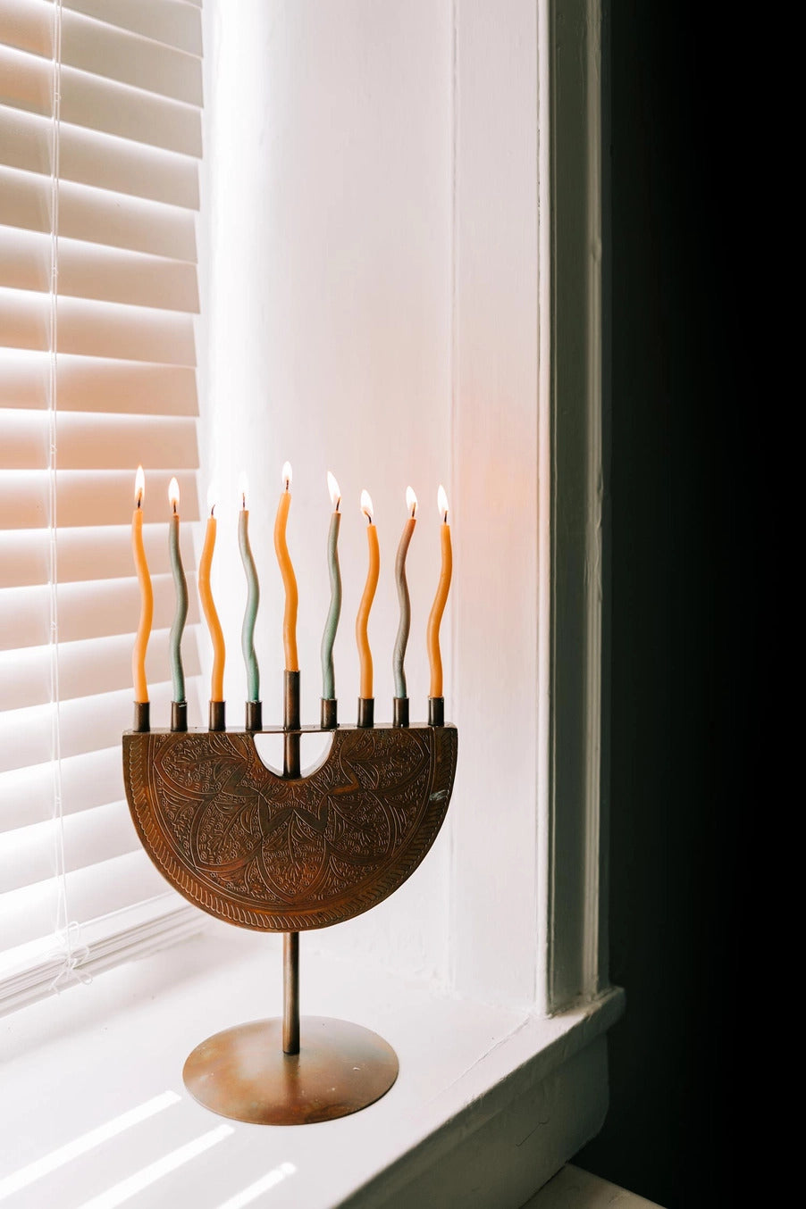 Engraved Iron Menorah