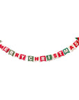 A merry christmas design garland displayed against a white background