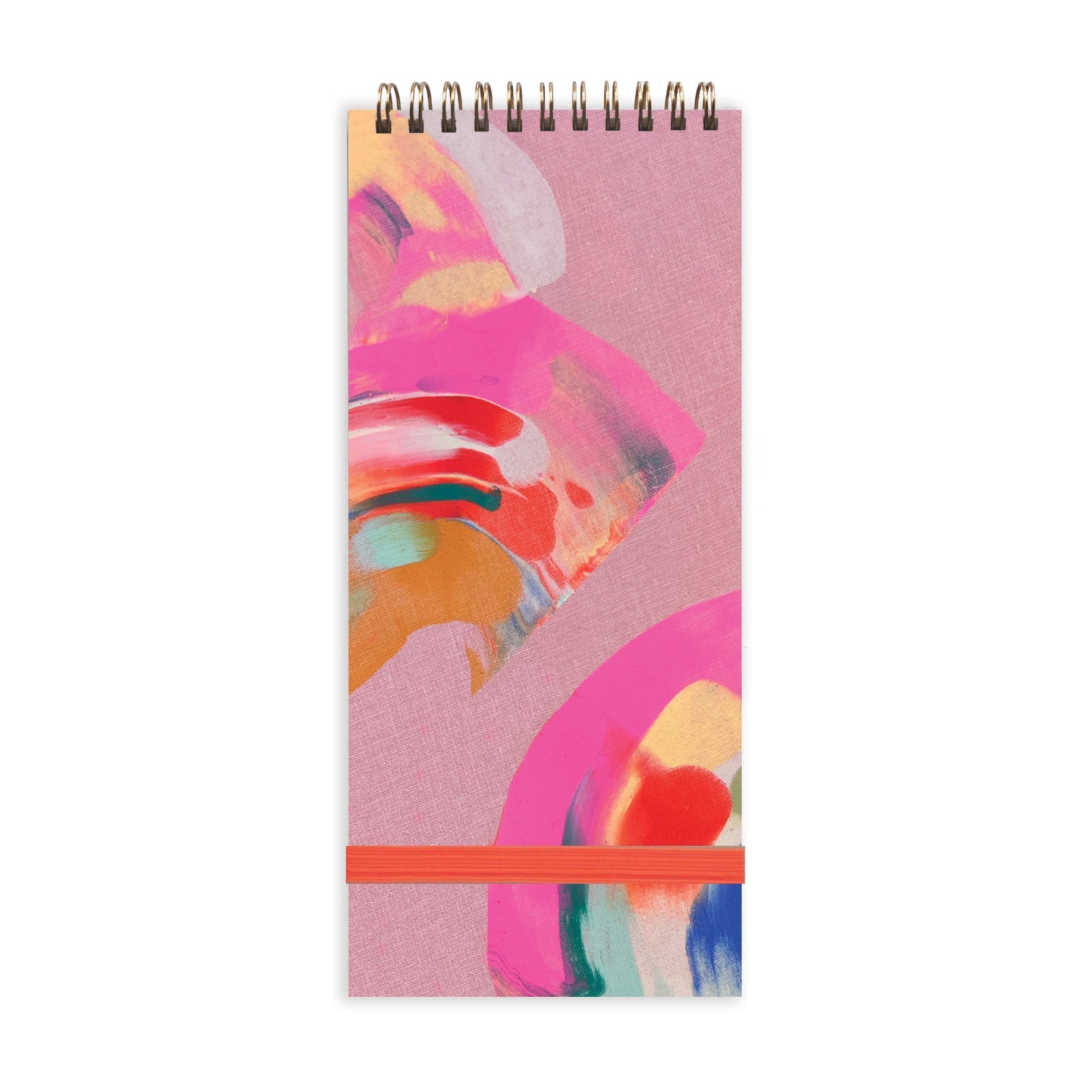 Notebook with colorful abstract design on a white background