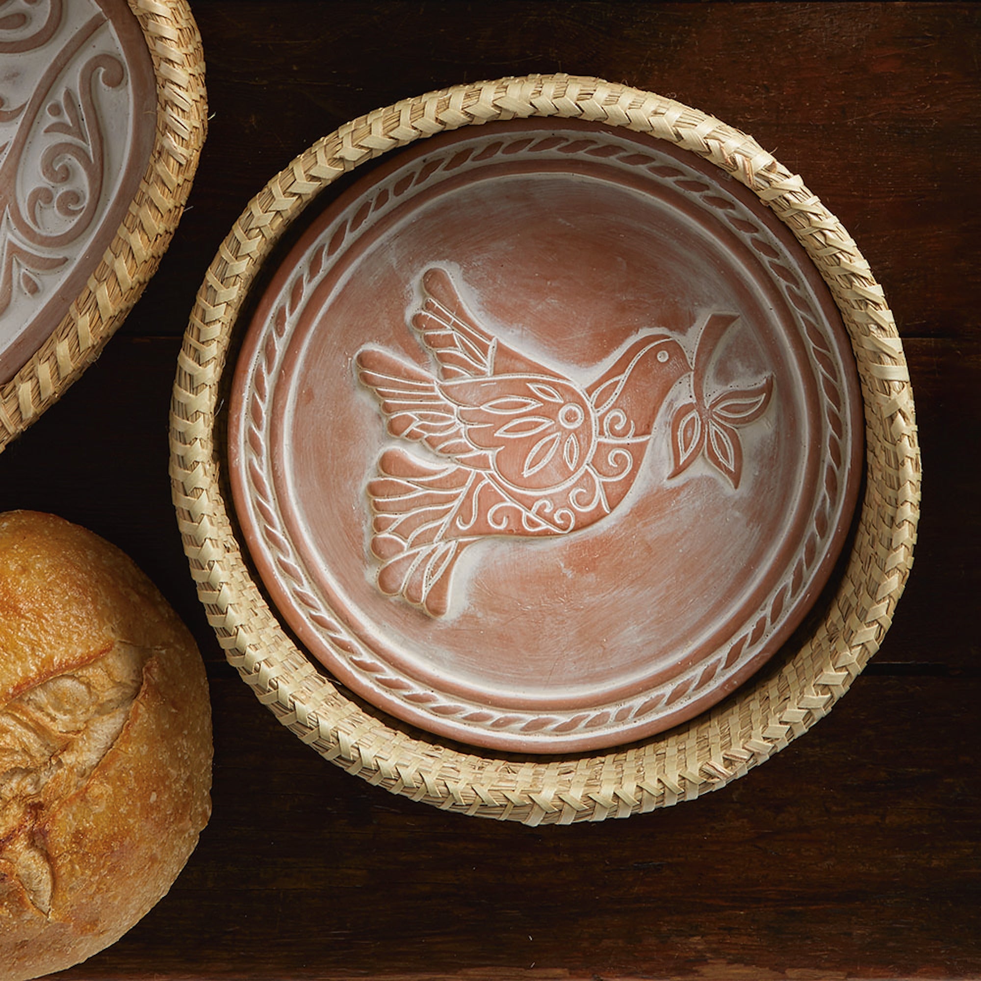 Peace Dove Bread Warmer & Basket Set