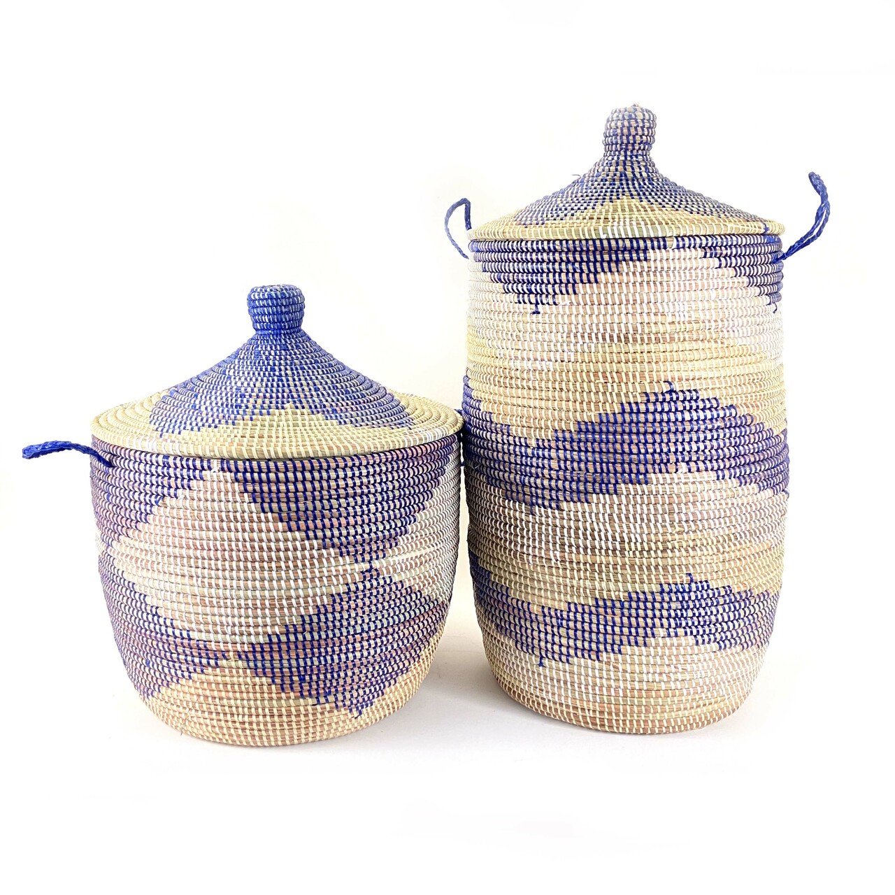 Low Storage Basket - Blue & Natural Chevron