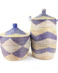 Low Storage Basket - Blue & Natural Chevron