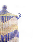 Large Hamper Basket - Blue + Natural Chevron