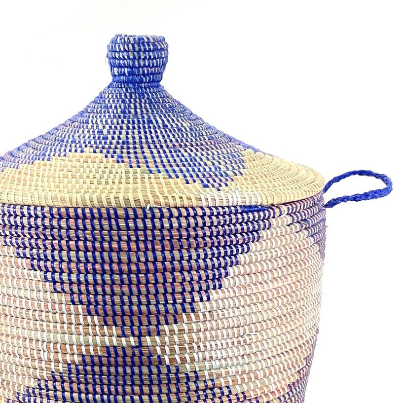 Low Storage Basket - Blue & Natural Chevron