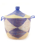 Low Storage Basket - Blue & Natural Chevron
