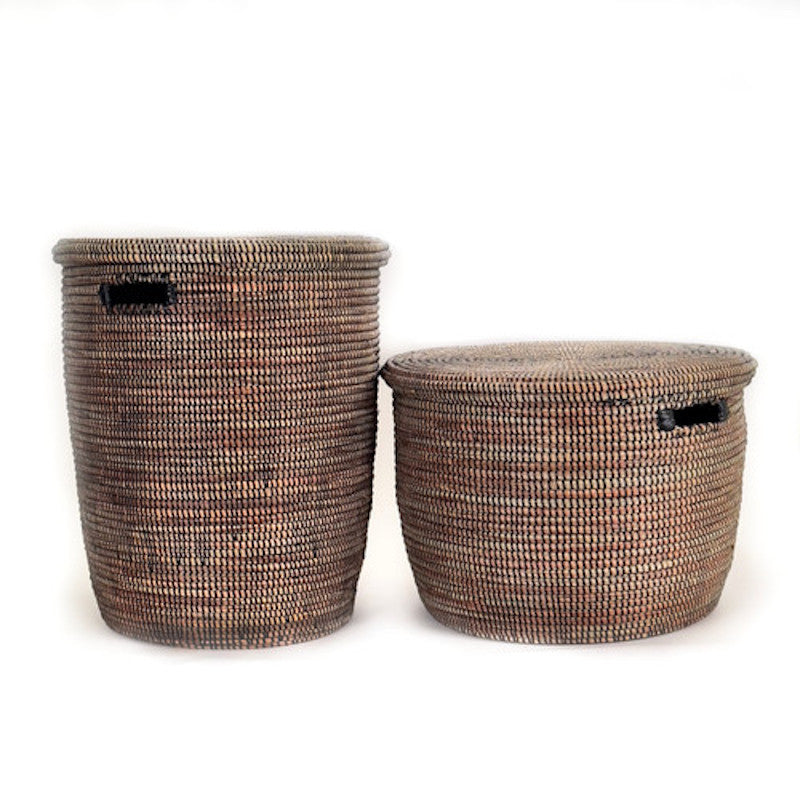 Black Pattern Flat Lid Floor Basket