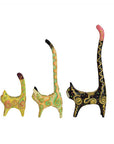 Colorful Hand-Carved Cat Figurines – Set of 3
