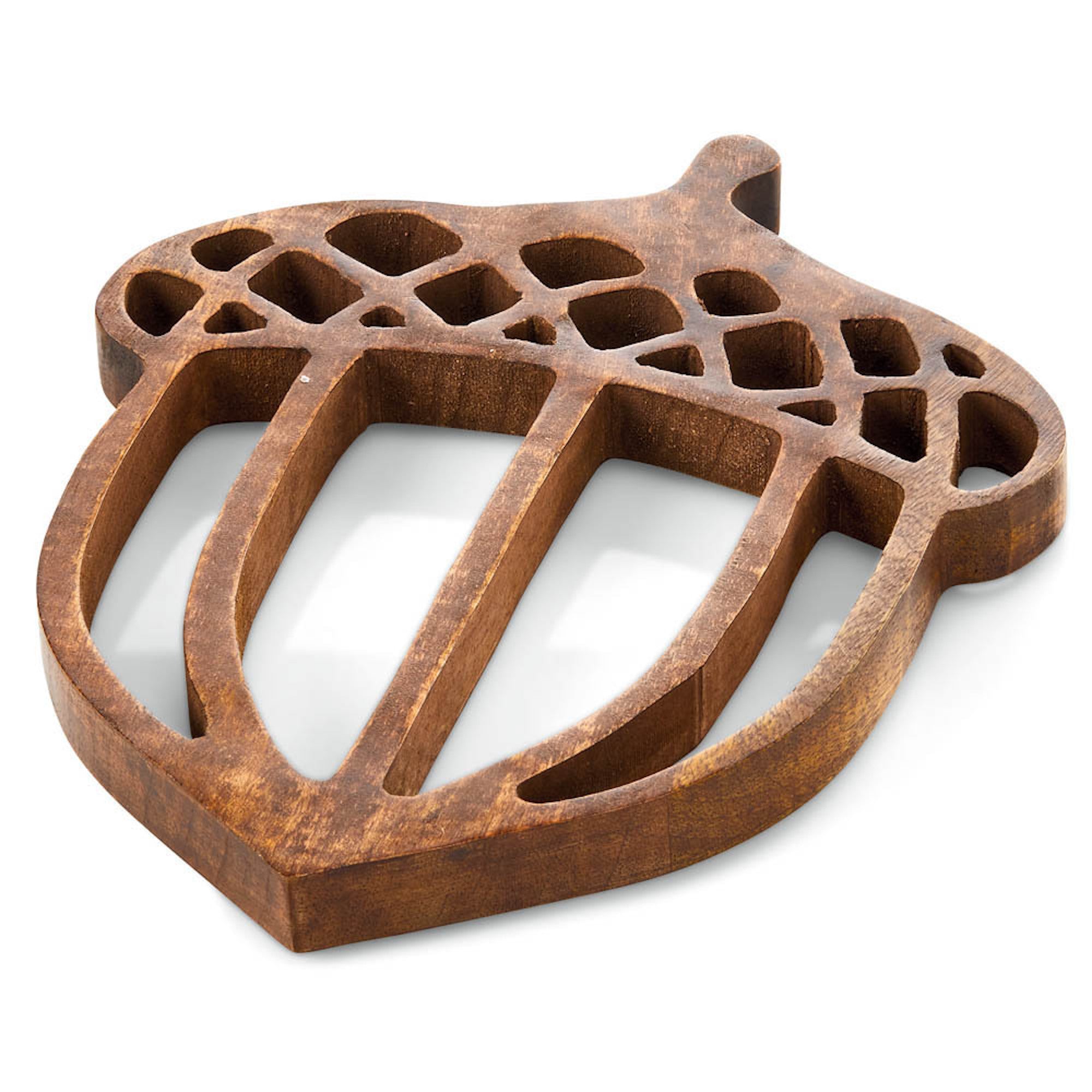 Wooden Trivet with Acorn Design