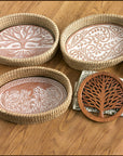 Wooden Trivet with Tree of Life Design
