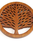 Wooden Trivet with Tree of Life Design