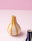 Yellow Stripe Ceramic Bud Vase - Set of 2