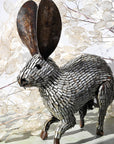 Recycled Metal Running Rabbit Sculpture