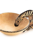 Hand-Carved Drinking Zebra Bowl