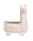 Ceramic llama-shaped planter on a white background
