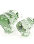 Two handblown recycled glass buffalo figurines from the back