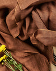 Coco Brown Hand Woven Linen Scarf
