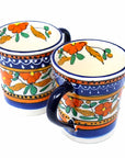 Encantada Flared Orange and Blue Coffee Mugs - Set of Two