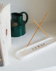 Indukala Moon Phase Incense Holder - White Carved Marble