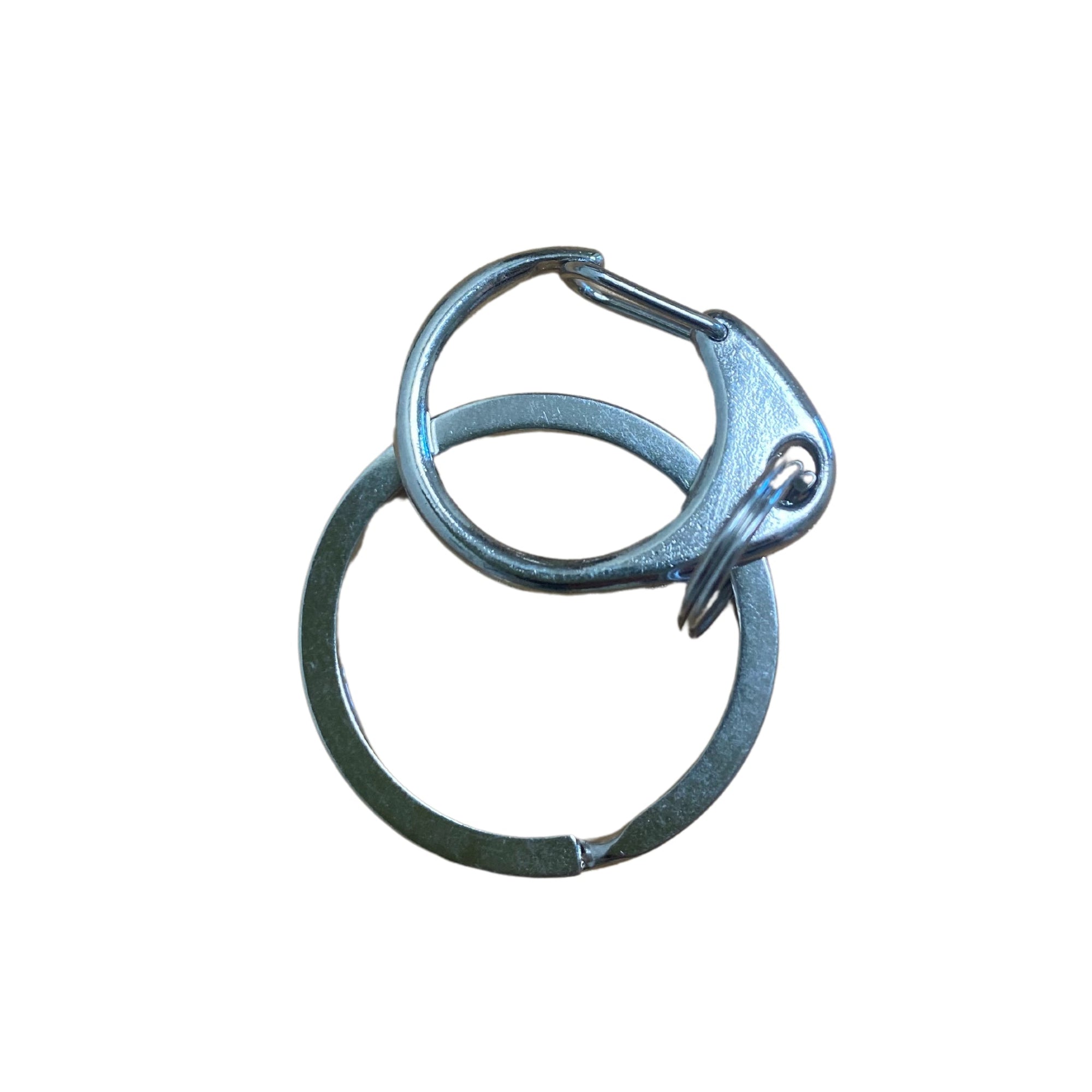 Metal carabiner on a white background