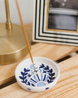 Lalita Round Blue & White Incense Holder