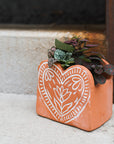 Vasanta Heart Terracotta Planter with Drainage