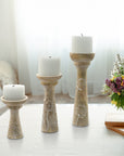 Floral Vine Mango Wood Candleholders - Set of 3