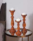 Tuli Earthy Brown Pillar Candle Holder Set