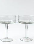 Handblown Hammered Coupe Clear Cocktail Glasses - Set of 4