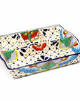 Handmade Pottery Dots & Flowers 9-inch Divided Platter - Encantada