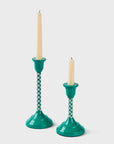Jade Mint Checkered Candlesticks