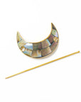 Chandra Crescent Moon Brass Hair Pin Slide with Stick