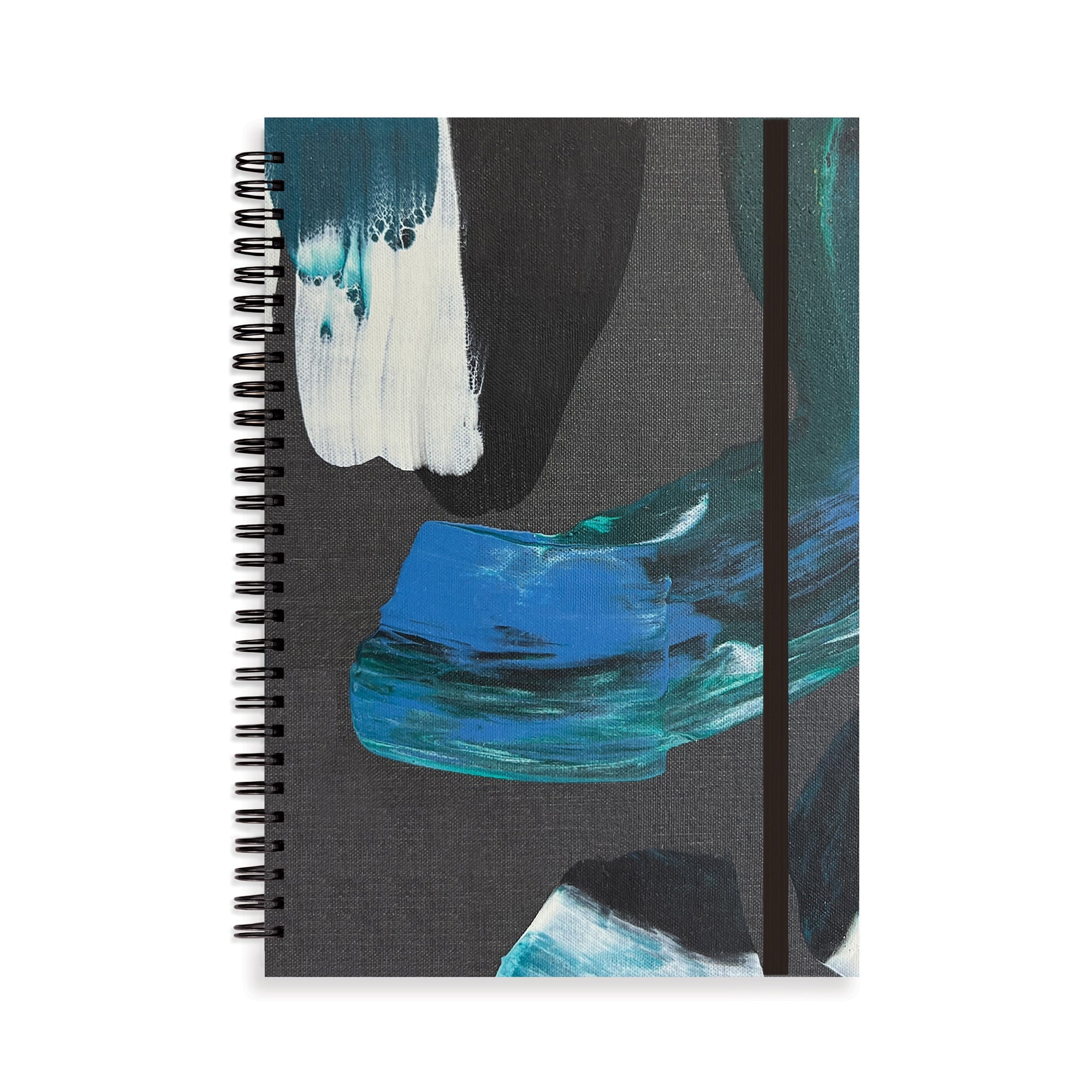 B5 Composition Notebook with abstract art design on a white background