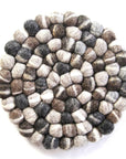 Gray Tie-Dye Felt Ball Coasters — Set of 4