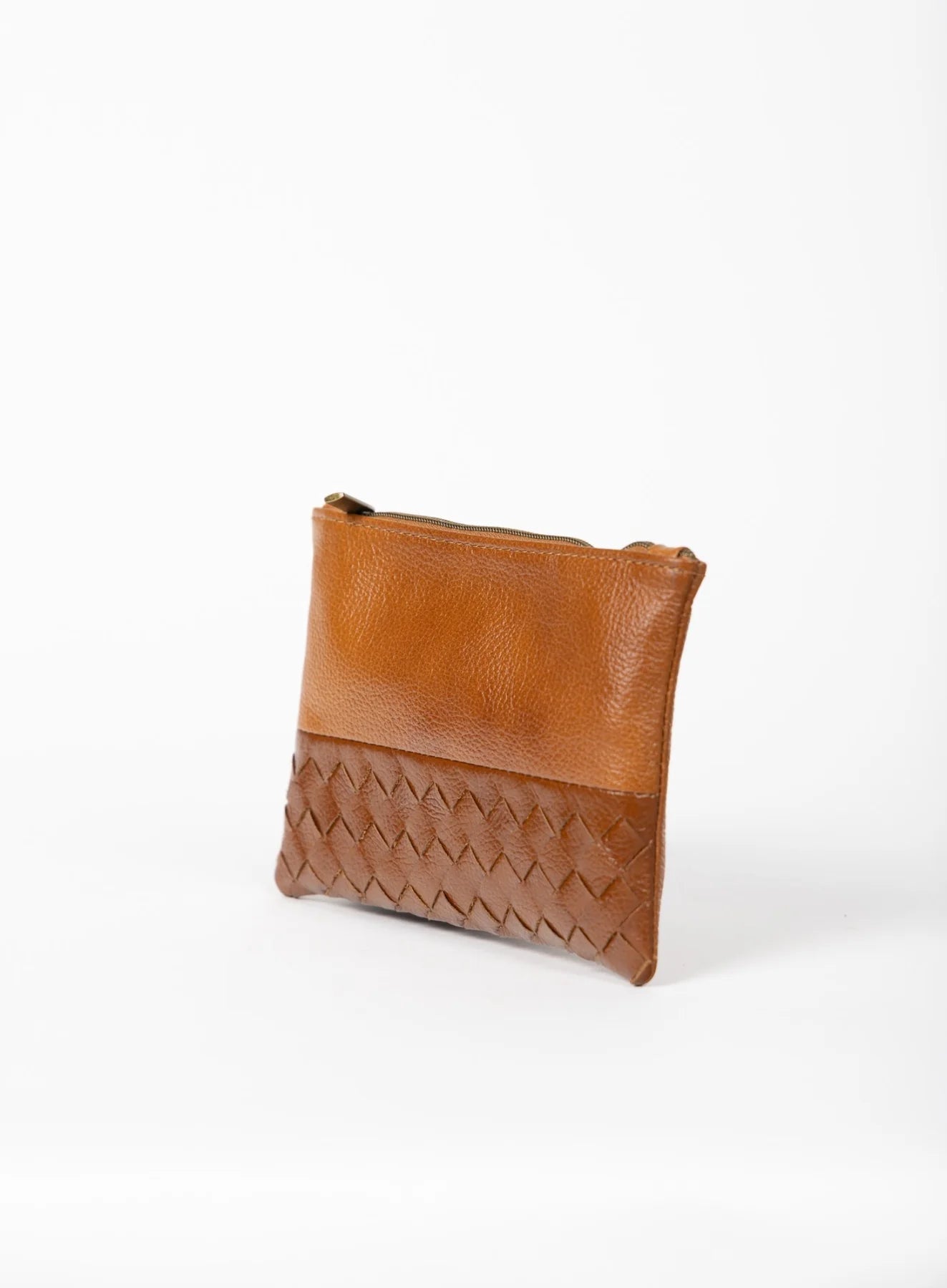 Woven Leather Large Pouch