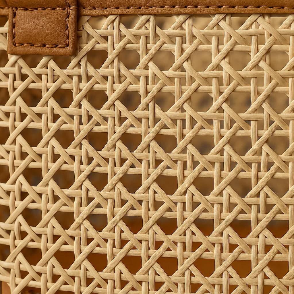 Close-up of a woven pattern on a textured surface
