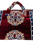 Burgundy & Yellow Rug Fabric Carpet Bag
