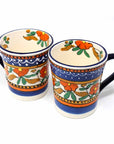 Encantada Flared Orange and Blue Coffee Mugs - Set of Two
