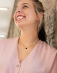 Black Beaded Gold Drop Necklace