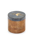 Indukala Moon Phase Round Keepsake Box - Black Marble, Wood, Brass