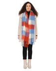 Brushed Checkered Print Scarf - Lilac Red