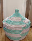 Aqua & Lavender Herringbone Storage Basket