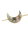 Chandra Crescent Moon Brass Hair Pin Slide with Stick