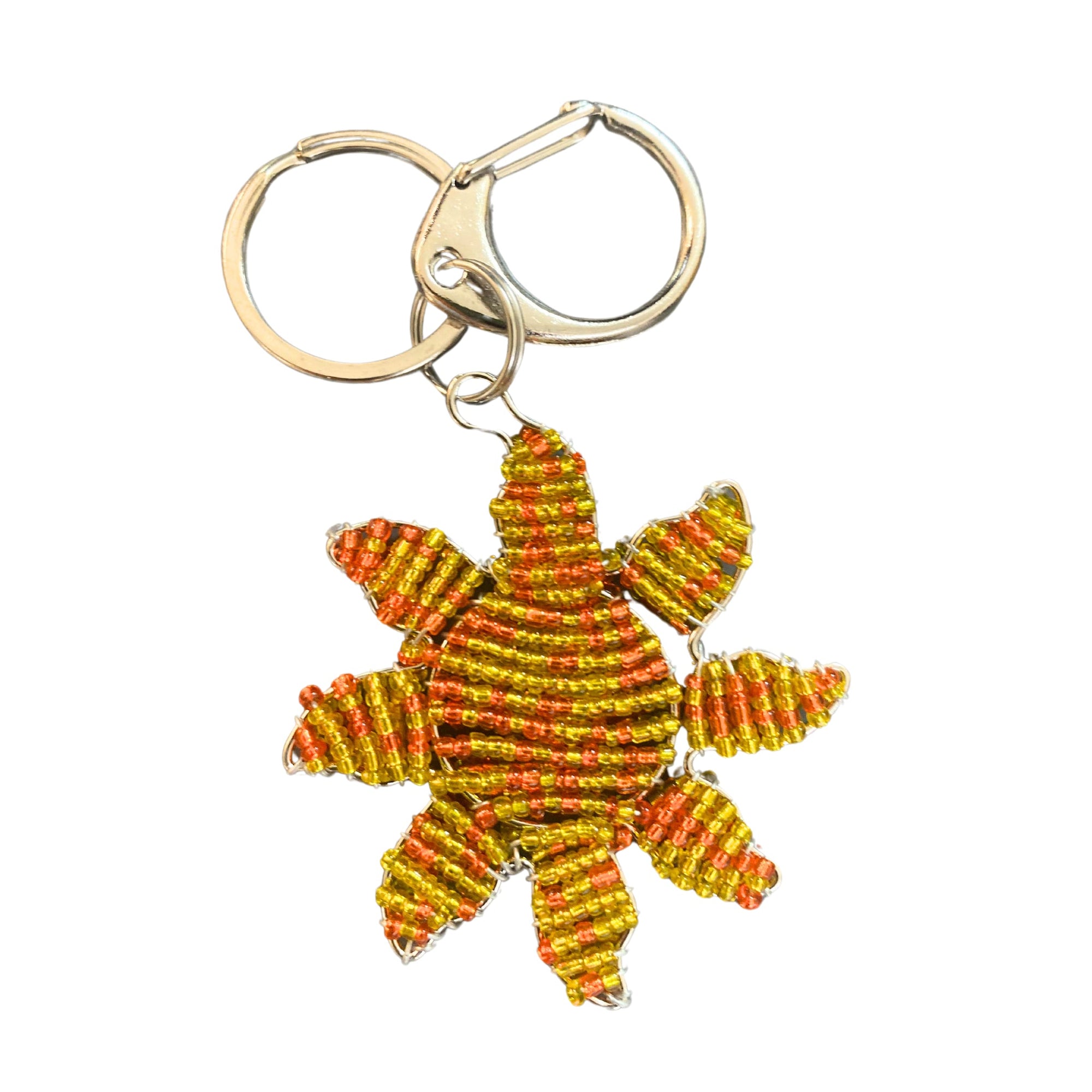 Keychain with a sunflower design on a white background
