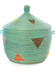 Aqua Teranga Triangles Lidded Storage Basket