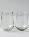 Handblown Hammered Clear Drinking Glass - Set of 4