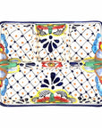 Handmade Pottery Dots & Flowers 9-inch Divided Platter - Encantada