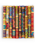 Set of colorful candles with star of david patterns on a white background
