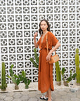 Scarlett Leather and Cane Crossbody Bag in Tan