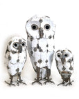 Recycled Metal Snowy White Owl